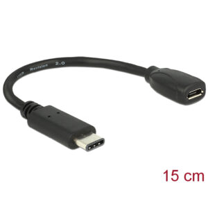 Delock OTG kábel USB-C dugó micro USB aljzat 15cm (65578)