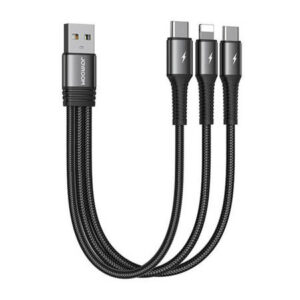 Joyroom USB kábel 3in1 2x USB-C / Lightning 3.5A 0.15m (fekete)