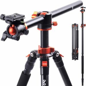 K&F Concept T254A4+BH-28L állvány + monopod, elforgatható középoszloppal, fekete-narancssárga