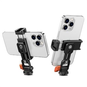 K&F Concept MS18 fém telefon tartó adapter, elforgatható, dönthető, 2 vakupapucs adapterrel